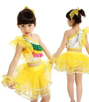 1set/mulți copii paiete rochie latin Copii Colorate Fusta de sus Costume pentru Copii Copil Sequin jazz îmbrăcăminte