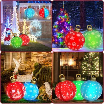 În aer liber de Crăciun Gonflabil Decor Minge cu Lumina 60cm de Craciun Gigant, Gonflabil Minge de Crăciun, Decorațiuni pentru Bradul de Crăciun