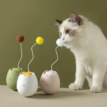 Animal De Casă Pisică Interactive Coajă De Ou De Rulare Mingea Jucărie Pisici Amuzante Stick De Formare Electrice Rotative Pahar Animale De Companie, Automat De Jucării Mingea