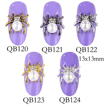 10buc noul spider nail art decorativ Lucios pearl stras serie Aur, argint retro efect DIY farmec unghii accesorii QB120-124