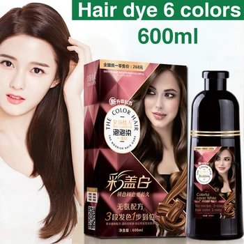 600ml de colorare a Părului 6 culori vegetale Naturale de colorare a părului care acoperă gri Sampon de par Permanenta Fara efecte secundare Rapid culoarea Parului Crema