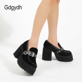 Gdgydh Platforma Mocasini pentru Femei cu Inima Catarama Confort Toc Indesata Aluneca Pe Rotund Toe de Lucru de Afaceri de Pantofi Mary Janes Roșu