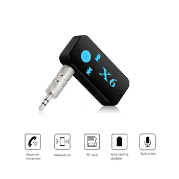 X6 Plus Auto compatibil Bluetooth Receptor Interfață de 3,5 mm Audio Bluetooth Receptor Poate Fi Conectat La TF Card în Timp ce de Încărcare