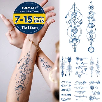 Semi-Permanent Impermeabil Tatuaj Temporar Autocolante Univers Linii Simple Planeta Suc De Durată Cerneală Genipin Pe Bază De Plante Fals Brațul Tatoo