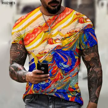 2021 Noi de Vara Casual 3d Imprimate T-shirt Colorat Cerneală Despicare Arta Graffiti de Moda pentru Bărbați de Personalitate Cămașă cu mânecă Scurtă