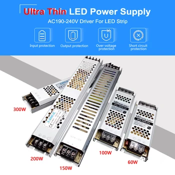 Ultra-Subțire LED AC DC de Alimentare Transformator 220V La 12V 24V Iluminat, Transformatoare 220V La 110V Convertor 12V 24V Alimentare
