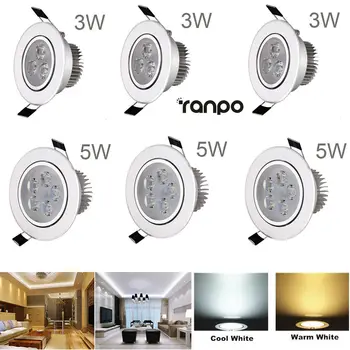 3W 5W Estompat LED Încastrat Plafon în Jos Panoul de Lumina Lămpii Rece Alb Cald 220V AC 110V Downlight lumina Reflectoarelor pentru Casa Hotel Birou