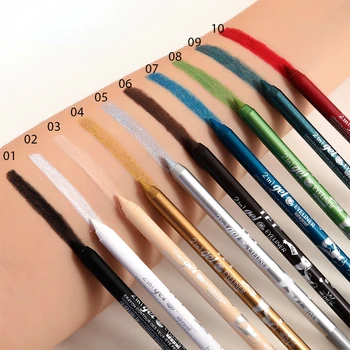 1buc Impermeabil Creion Dermatograf Pigment Maro Negru Sclipici Eyeiner Stilou pentru Femei de Moda, Culoarea Ochilor Machiaj Cosmetice 10 Culori