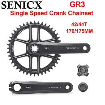 SENICX GR3 Single Speed Crank Chainset Angrenajul 42T 44T 170 mm 175 mm Pentru Pietriș-Biciclete de Cyclo-Cross BB24MM