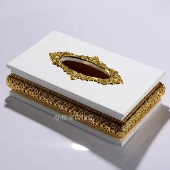De înaltă calitate stil European cutie de tesut lemn alb aur țesut cutie de lux decor acasă șervețel cutie creatoare de moda sertar