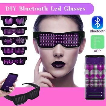Magic Bluetooth Ochelari cu LED-uri de Control App DIY Multi-lingual Flash LED Luminos Partid Ochelari de Încărcare USB Concert ochelari de Soare