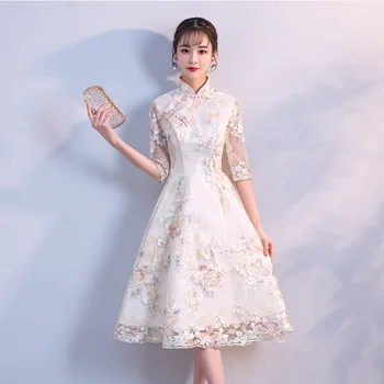 Vintage Chineză Rochie De Mireasa Stil Retro Toast Îmbrăcăminte Mini Rochie De Căsătorie Cheongsam Qipao Partid Rochie De Seara Vestidos Haine
