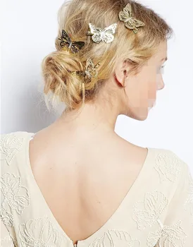 Retro Moda Fluture Ac de păr Clip Pălării Elegante de Metal Gol Papion Agrafe de Par pentru Femeile rochii de Mireasa Frizură
