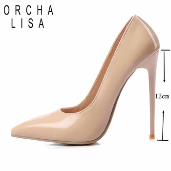 ORCHA LISA 12cm Superficial Tocuri Subtiri de Mare Rochie de Petrecere Biroul Doamnei Pompe Subliniat Toe Vara Femei Pantofi Stilettos Mujer SIze15