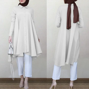 Musulman Moda Topuri Lung Liber Casual Camasa Maneca Lunga Bluza pentru Femei Dubai Islam Tricouri Femei Culoare Solidă Islam Îmbrăcăminte