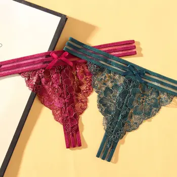 Femei, Chiloți pentru Femei Dantelă Floare de Imprimare Lenjerie Chilotei Sexy Fierbinte Transparent Lenjerie Perspectivă G-string Brodate Tanga