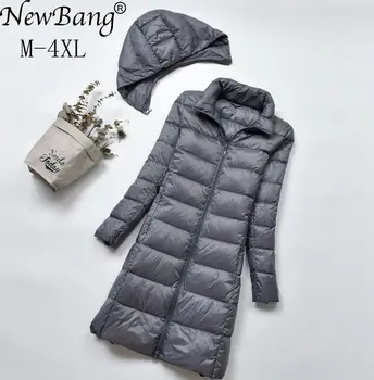 NewBang Brand Lung În Jos Jachete Femei De Iarnă În Jos Jacheta Feminin De Mult Vânt Cald Haina De Iarna Cu Gluga Detasabila Uza