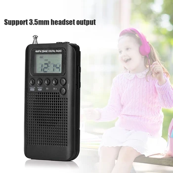 DRU-104 Portabil Mini Stereo Radio Antena MP3 Music Player LCD Display AM/FM 2-Band Radio cu Sofer Vorbitor Reîncărcabilă