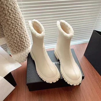 Femei Indesata Glezna Cizme Groase de Pluș Cald Moale din Piele Pantofi Femei Cizme de Moda pentru Femei Pantofi de Iarna Noi Botas Mujer