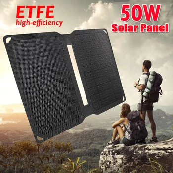 50W ETFE Pliere Panou Solar rezistent la apă în aer liber, Drumeții Încărcător Solar Panouri Solare pentru Telefoane Mobile Power Bank Camera Tablet Pc