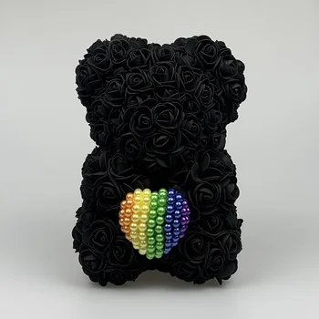 2021 Noi 25cm Crescut Urs cu Rainbow Pearl Inima/Creative Handmade Veșnică Teddy Bear/Valentine ' s Day/Ziua/Crăciun