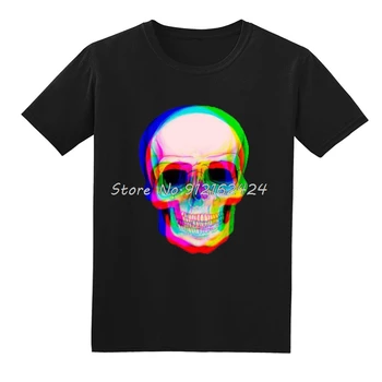 Vaporwave Neon Skull Techno Hipster Tricouri Estetice Craniu Acuarelă Curcubeu Spațiu Craniu Amuzant Tricou Pentru Bărbați Streetwear