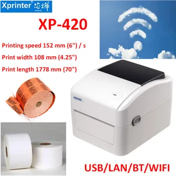 Xprinter 420B Termice Etichete de coduri de Bare de Transport Printer 4 inch Suport QR code 4x6 Etichetă de Expediere USB, Wifi, Bluetooth, Lan a Imprimantei