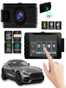 3 Lentile Auto DVR Bord Cam Recorder Video G-Senzor IPS HD de 1080P Față și Camera din Spate Touch Ecran 4inch Dash Cam Mașini Video