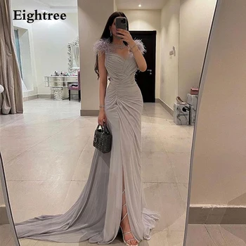 Eightree Sirena Elegant Chiffion Rochie De Seara 2022 Mare Parte Fantă Pene Lungi De Petrecere Pentru Evenimente Formale Rochie Vestidos De Noche