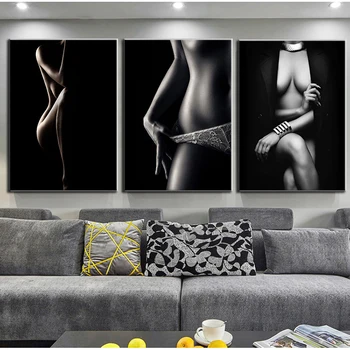 Sexy Nud Femei Tablouri Canvas Wall Art Poster de Imprimare Alb-Negru Imagine Perete Acasă Decor Pentru Camera de zi Cuadros