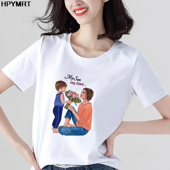 2021 Noi de Vara 90 Femei Tricou de Moda Topuri casual Femei T-Shirt Harajuku Doamna Mama Și Fiul Tipărite O-Neck t shirt Îmbrăcăminte