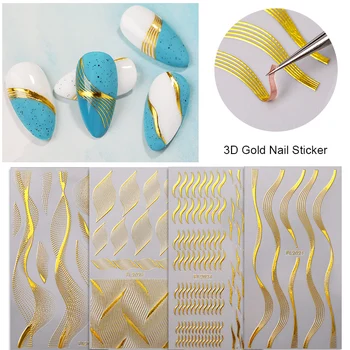 1 buc 3D Autocolante Unghiilor Marmură Geometrice Adezive Autocolante 3D Liniile de Undă de Bandă pentru Nail Art Decor Folii DIY Accesorii