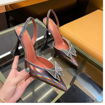 2022 Noua de Pantofi pentru Femei de Foraj de Apă Gol Pantofi Catarama Fluture Papuci de casă Pahar de Vin Toc Ascuțit Sandale