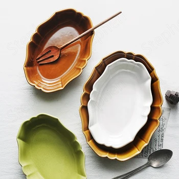 Creativitatea Val De Dantelă Placa Ceramica Japoneză Retro Farfurii Underglaze Relief Ambarcațiuni Salata De Fructe Preparate De Uz Casnic, Veselă De Masă