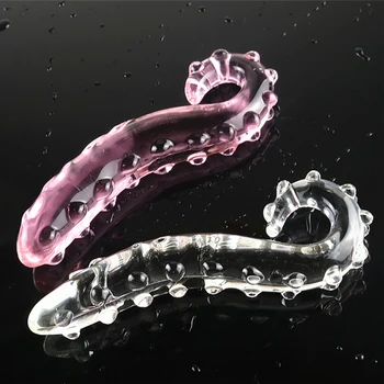 Roz Alb Hipocampus Tentacul Texturate Senzual Sticla Vibrator Realistic Dildo Adulți Dop de Fund Jucarii Sexuale pentru Femei Sticlă Anal Plug