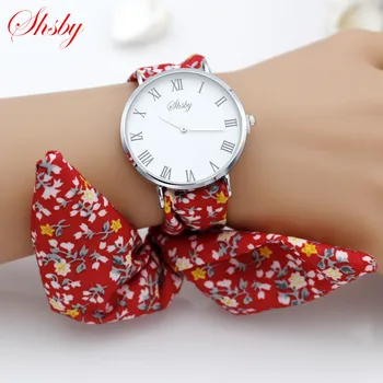 shsby brand nou Doamna flori pânză ceas Roman argint femei rochie ceas de înaltă calitate tesatura de ceas de dulci fete Brățară ceas