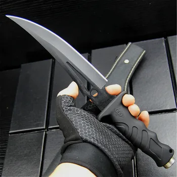 DEHONG G10 fibre negru maner tactic drept cuțit negru ascuțit cuțit de vânătoare de Salvare cuțit + nylon sleeve