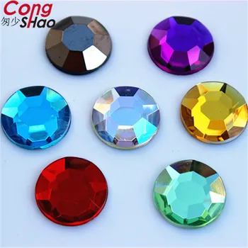 Cong Shao 100buc 16mm Acrilice Pietre Rotunde aplicatiile de pietre si cristale Spate Plat Rochie de Mireasa Butonul de Accesorii CS138