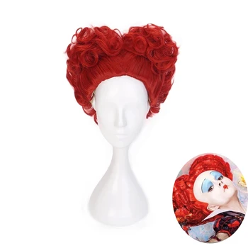 Alice în țara Minunilor Regina Rosie Peruca Cosplay jocuri de Rol Regina Inimilor Costum Părul Roșu + Capac de Peruca