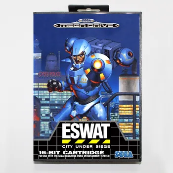 16 bit Sega MD Cartuș joc cu cutie de vânzare cu Amănuntul - E-SWAT Oraș Sub Asediu carte de joc pentru Megadrive Geneza sistemului
