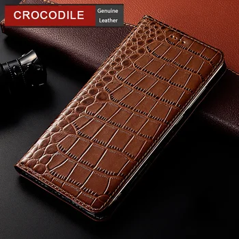 Crocodil Veritabil Caz de Piele Pentru LG V20 V30 V40 V35 Q60 V50 V50S Thinq Magnetic Flip din Piele Acoperi
