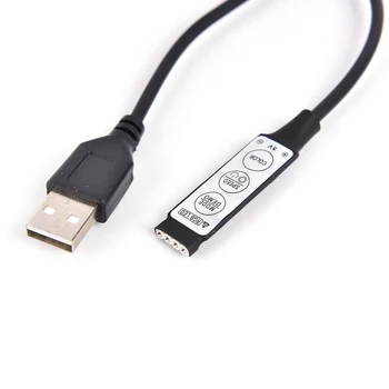 USB Controler RGB DC5V Led Dimmer cu 3 Chei 4 Pini Conector de sex Feminin pentru 5V RGB USB cu Led-uri Benzi 19 Moduri de Dinamice Pentru Benzi cu Led-uri