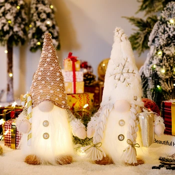 Decor de crăciun cu Barbă Lungă Gnome cu Lumini Rudolph Papusa LED-uri Stralucitoare de Craciun Gnome Suedia Třmte Moș crăciun Elf Papusa