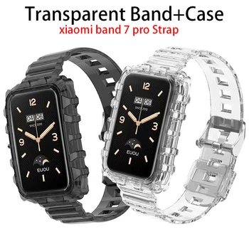 Sport Trupa Clar + Caz pentru mi band 7 pro Transparent Curea Silicon pentru xiaomi band 7 pro Smartwatch Brățară Accesorii