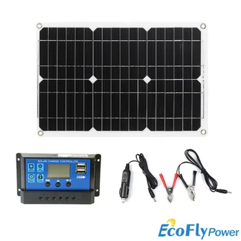 12V 60W Profitabilă Panou Solar Kit 2 USB Încărcător Port cu 10A Controler de Încărcare Solar Off-Grid Module Monocristaline