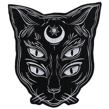 Moda Pisica Neagra Broderie Patch-uri de Fier pe Autocolante DIY pentru Punk Jacheta Înapoi Insigne Scrapbooking Decorat de Cusut 5pieces
