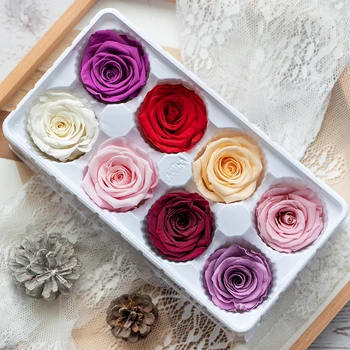 8PCs/Cutie de Conserve Proaspete de Flori de Trandafir Capete de 4-5CM de Flori Uscate de Trandafiri pentru Teddy Bear Manual DIY Veșnică Aranjament de Flori Cadou