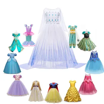 Fantezie Bithday Petrecere Clothning Rochie de Printesa pentru Fete Basm Alba ca Zapada, Elsa, Jasmine Costume Copil Costum de Carnaval Rochie de Minge