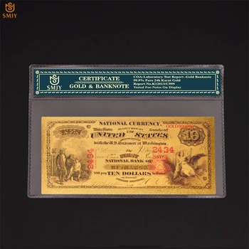 Cadouri promotionale 1875 NE-Aur Bancnote de 10 Dolari Bani Bancnotelor în Aur de 24k Cu COA Cadru Pentru Colectarea