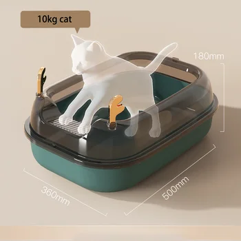 Animale De Companie Supradimensionate Problema Toaletă Plosca Anti Stropi De Pisici Litiera Pisica Tray Cu Lingura Pisoi Curat Toilette Semi-Închis